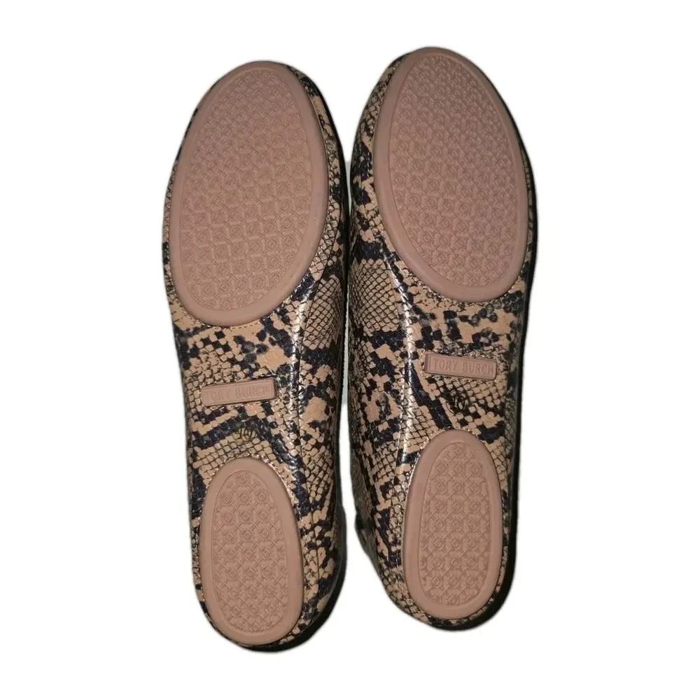 Tory Burch Minnie Travel Pink Snake Print Leather Reva Ballet Flats Size 40/9
